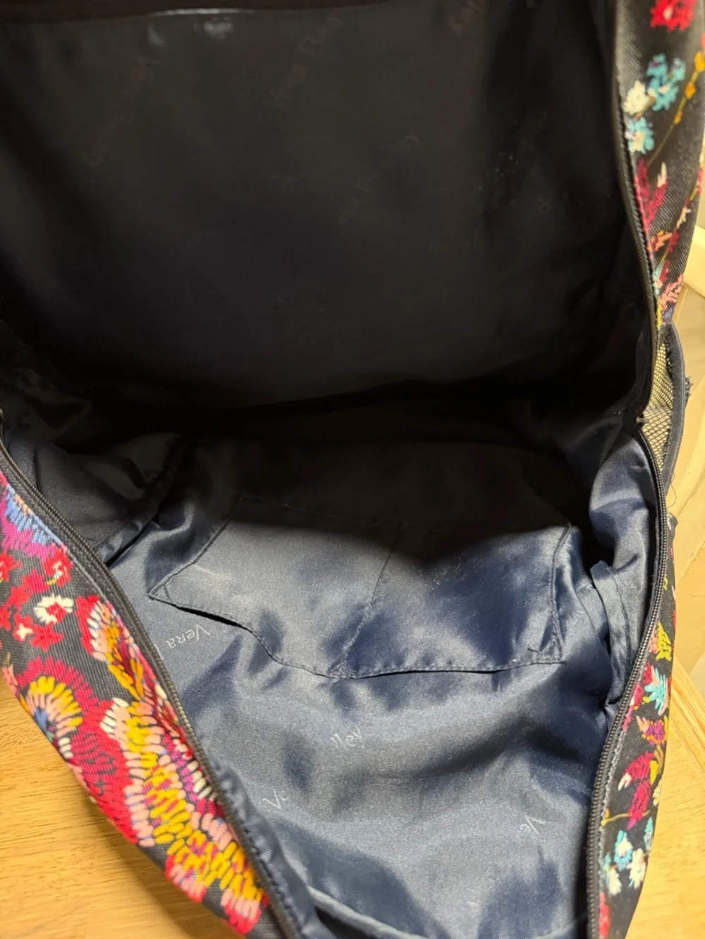 Vera Bradley Essential Backpack in the Midnight Wildflowers pattern
